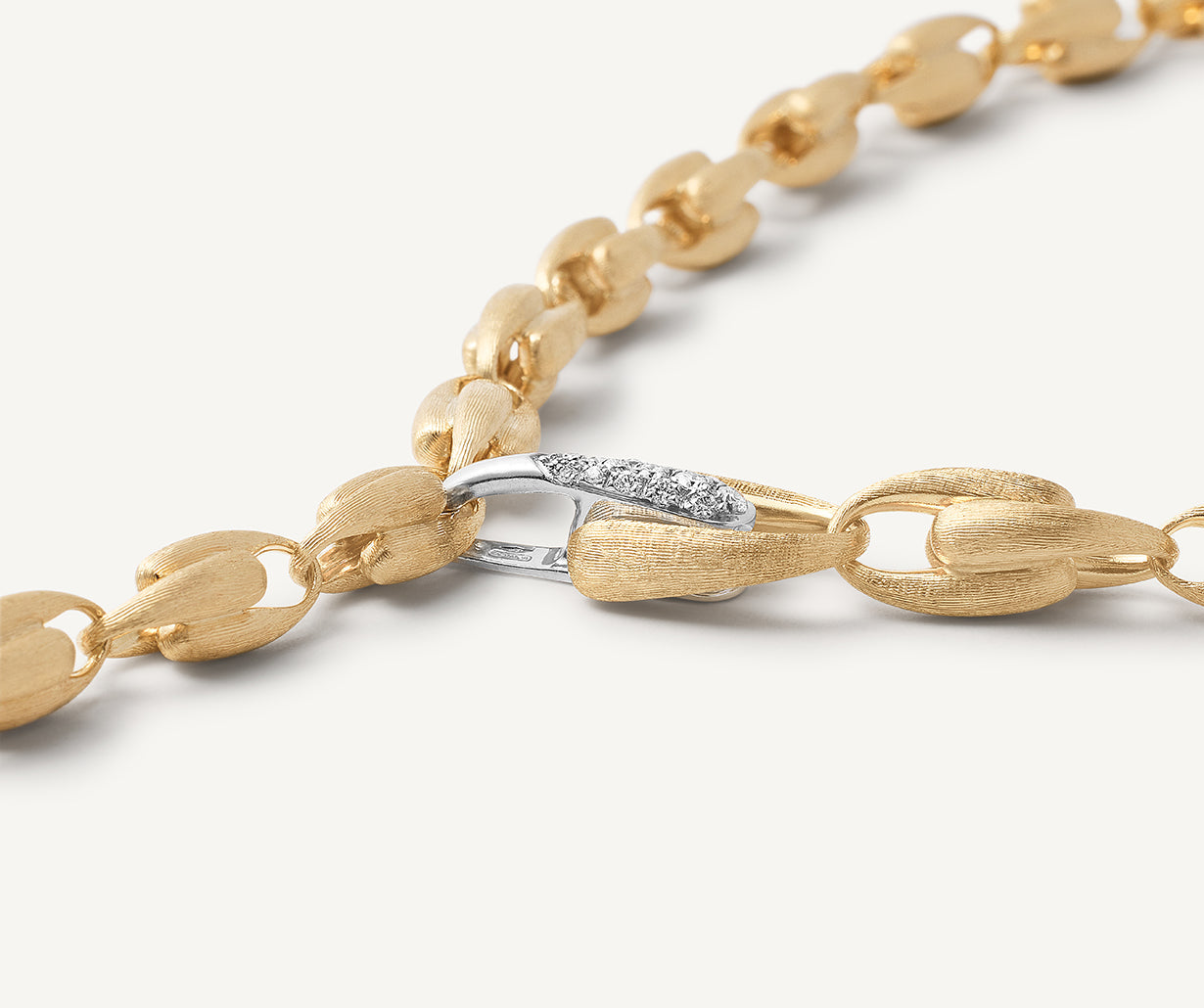 18K Yellow Gold Small Link Lariat with Diamond Clasp, 18.25