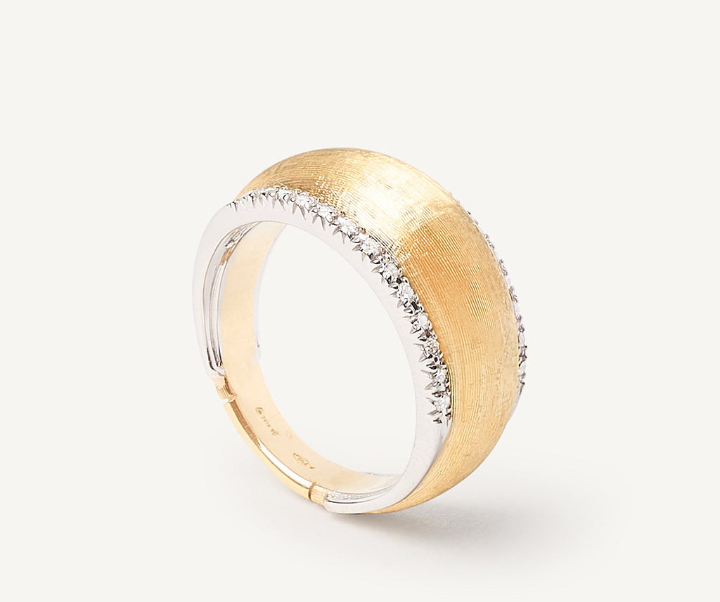 LUCIA 18K Yellow Gold Stackable Ring with Diamonds