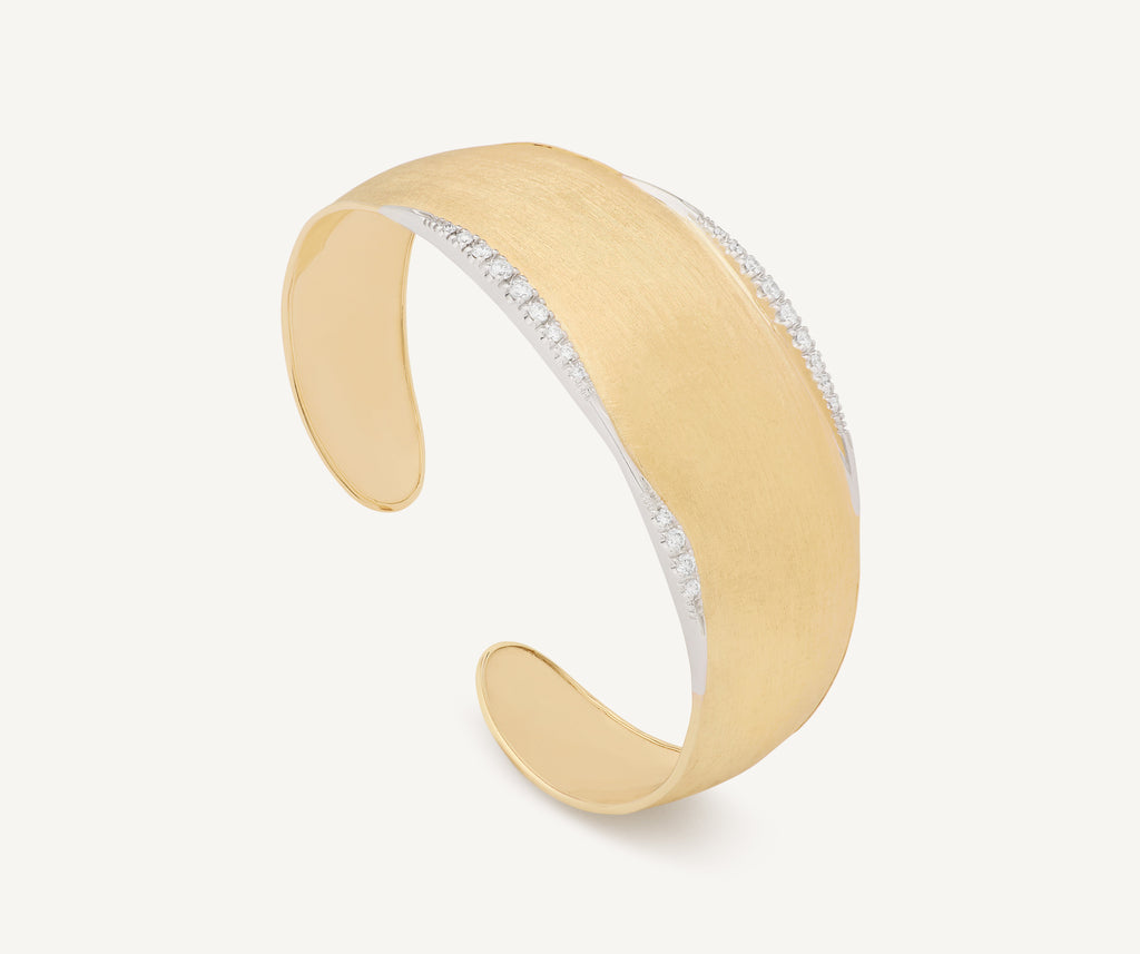 LUNARIA 18K Yellow Gold Bangle With Diamond Pavé, Large-Width SB125_B_YW_Q6