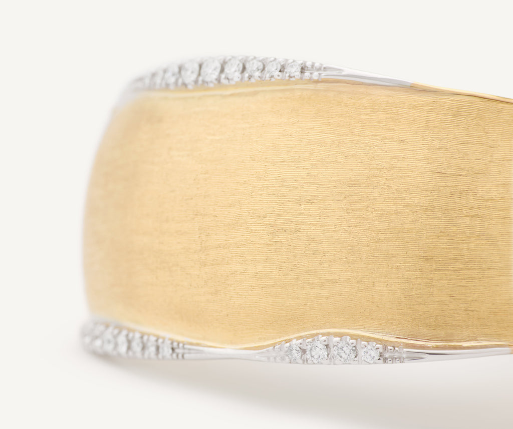 LUNARIA 18K Yellow Gold Bangle With Diamond Pavé, Large-Width SB125_B_YW_Q6