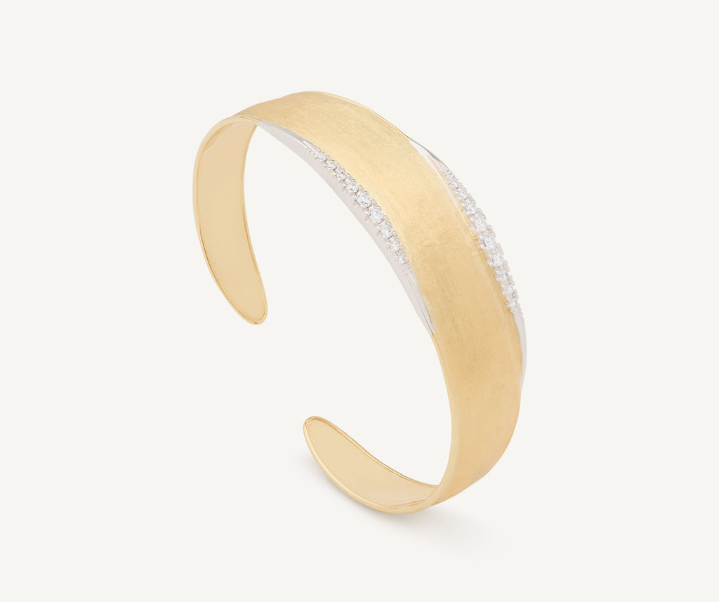 LUNARIA 18K Yellow Gold Bangle With Diamond Pavé, Medium-Width SB124_B_YW_Q6
