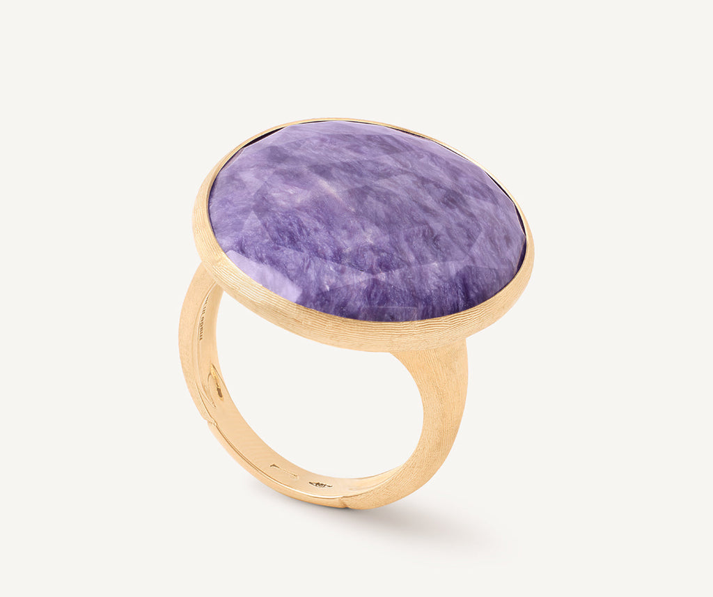 LUNARIA 18K Yellow Gold Cocktail Ring With Charoite