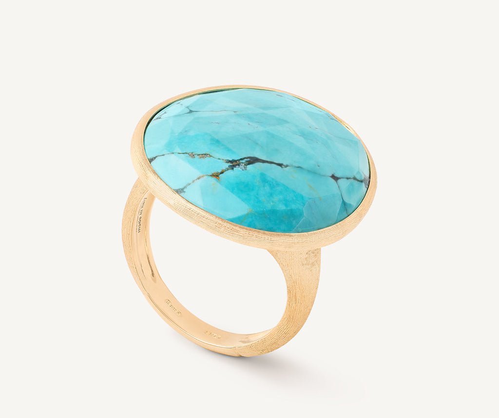 LUNARIA 18K Yellow Gold Cocktail Ring With Turquoise