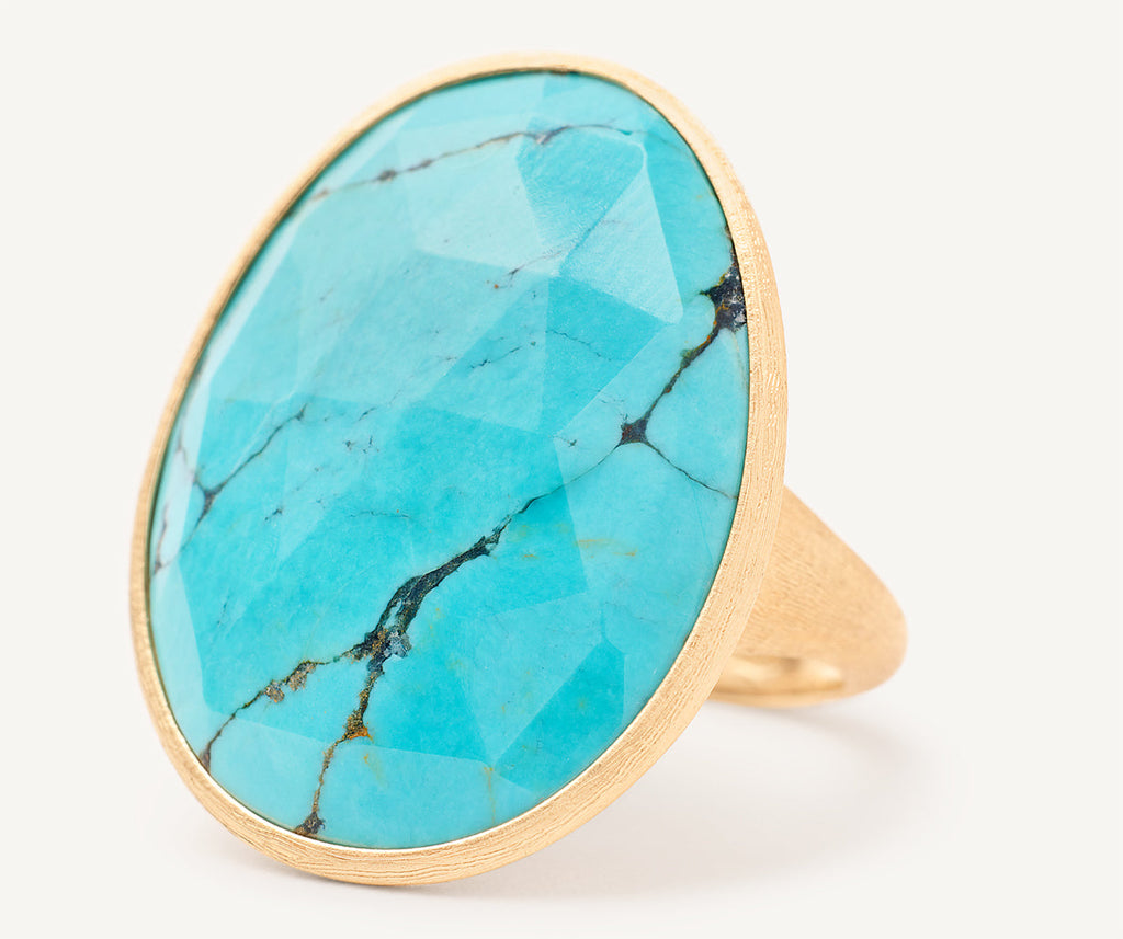 LUNARIA 18K Yellow Gold Cocktail Ring With Turquoise
