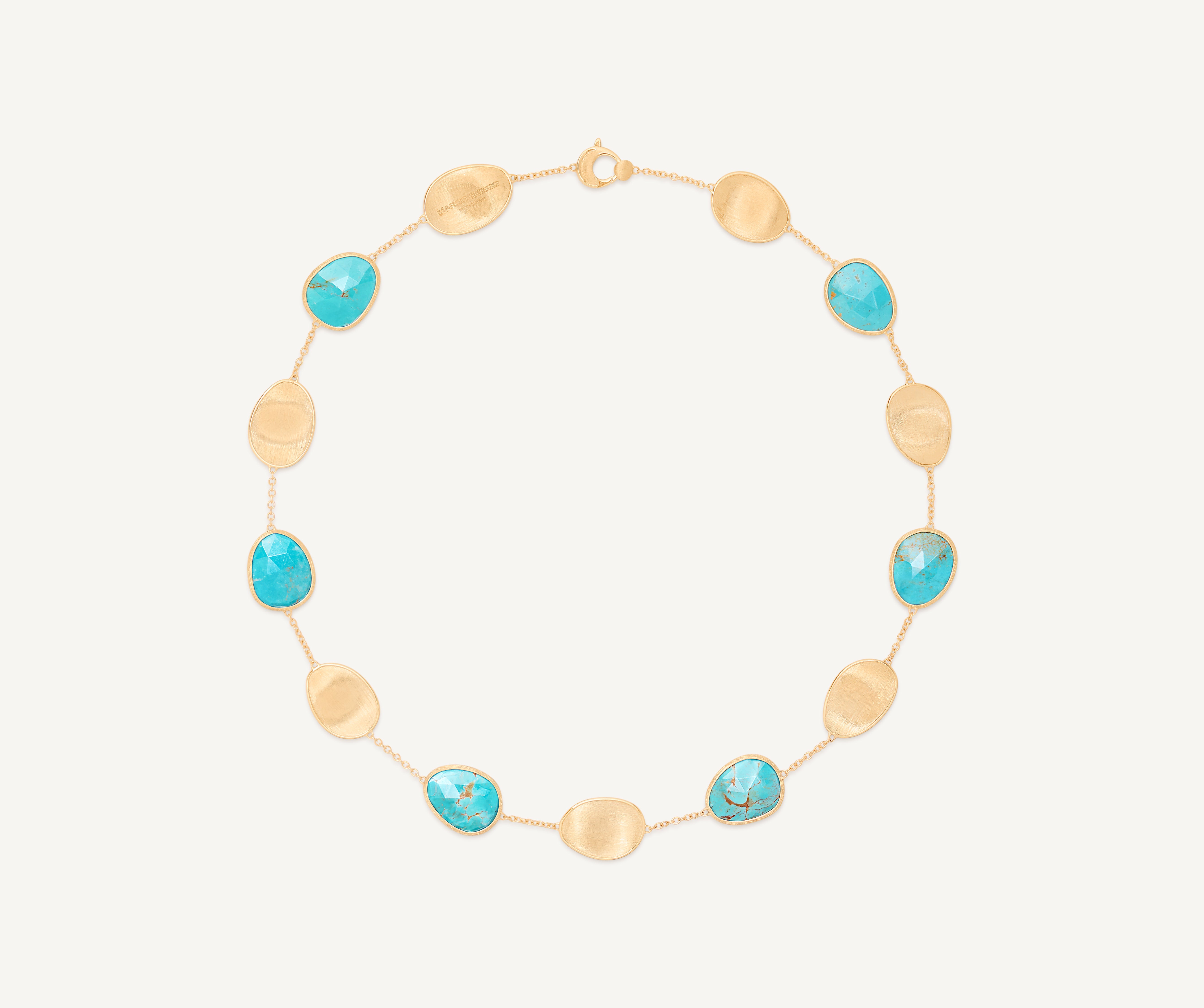 18K Yellow Gold Turquoise Necklace, 17