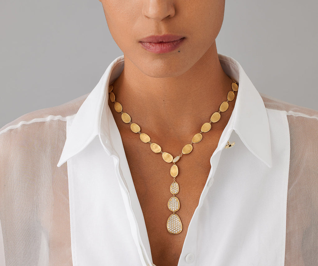 LUNARIA 18K Yellow Gold Diamond Pavé Lariat Necklace CB2752_B_Y_2Y