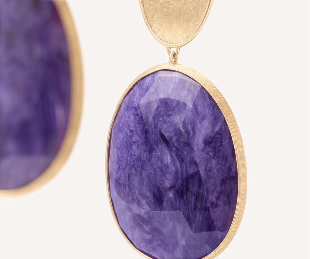 LUNARIA 18K Yellow Gold Double Drop Charoite Earrings OB1404_CIA01_Y_02