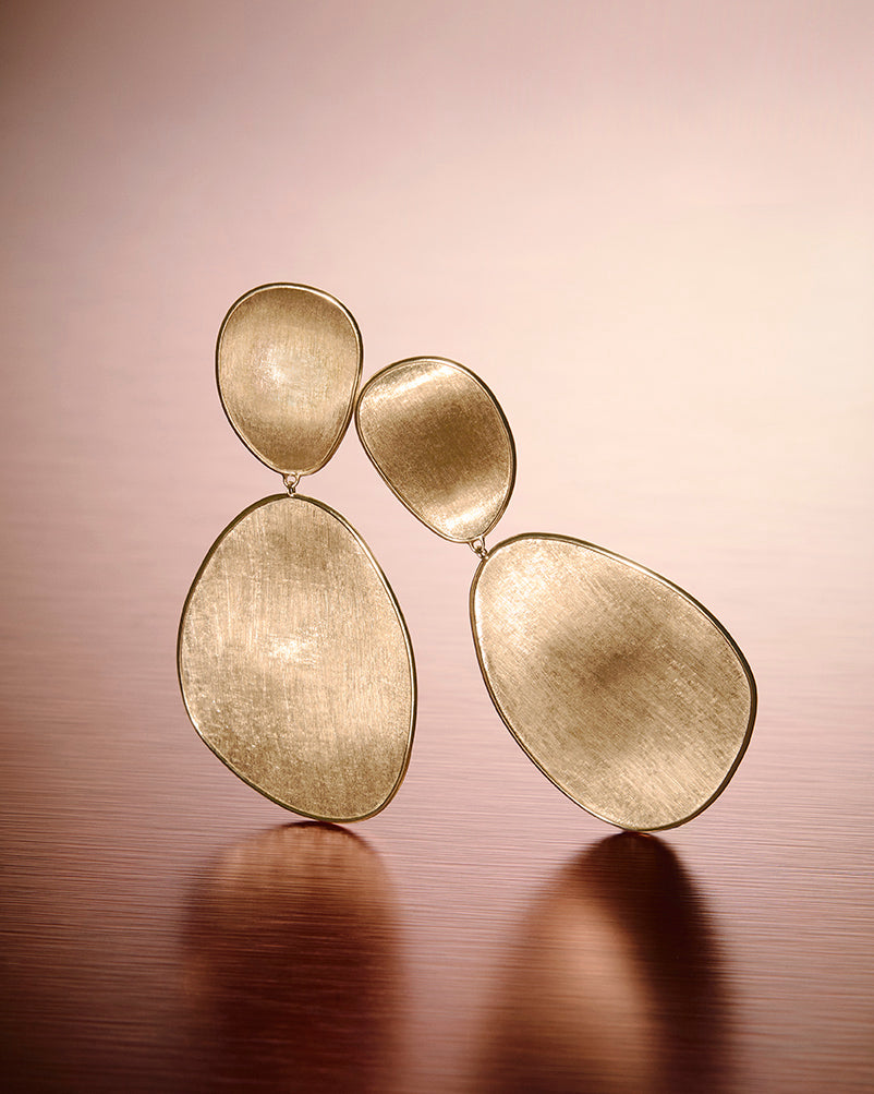 18K Yellow Gold Petal Earrings, 2.4