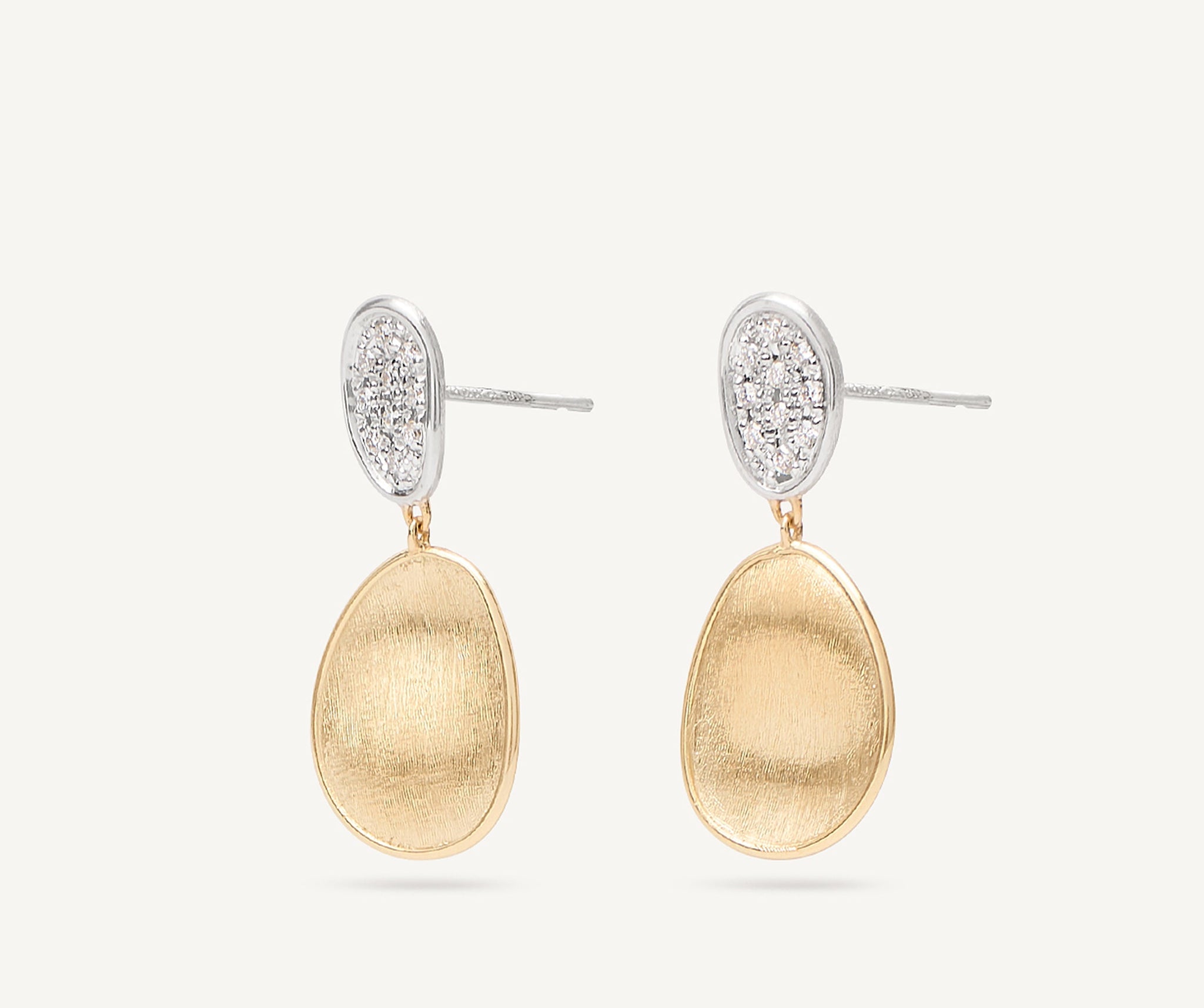 Marco Bicego Lunaria 18K Yellow and White Gold Drop Diamond Earrings