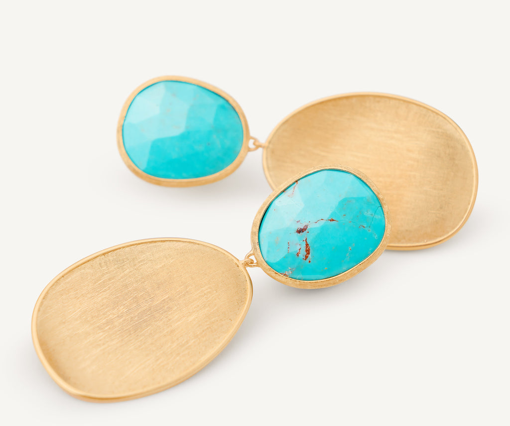 LUNARIA 18K Yellow Gold Double Drop Turquoise Earrings OB1345_TUM01_Y_02