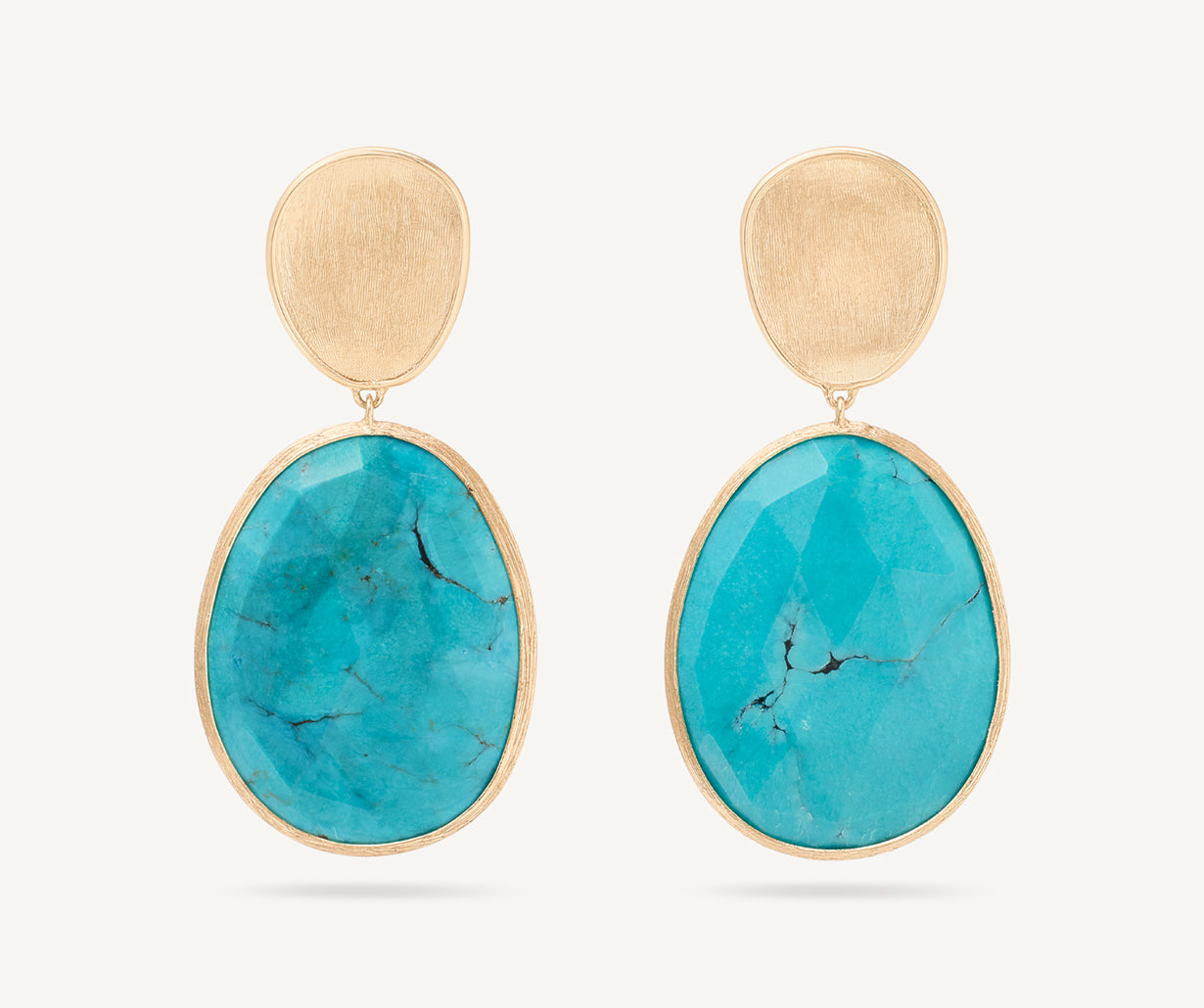 18K Yellow Gold Double Drop Turquoise Earrings – Marco Bicego