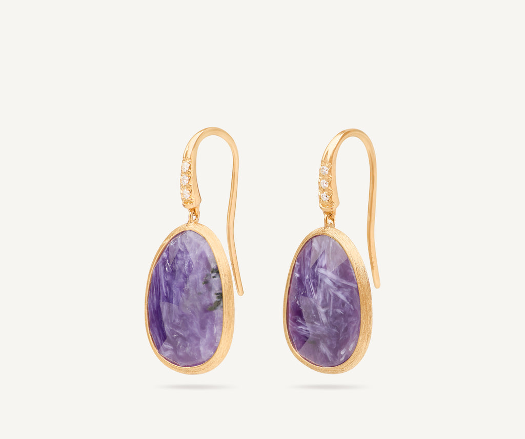 LUNARIA 18K Yellow Gold Drop Earrings with Charoite and Diamond Accent OB1341-AB_CIA01_Y_02