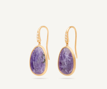 LUNARIA 18K Yellow Gold Drop Earrings with Charoite and Diamond Accent OB1341-AB_CIA01_Y_02