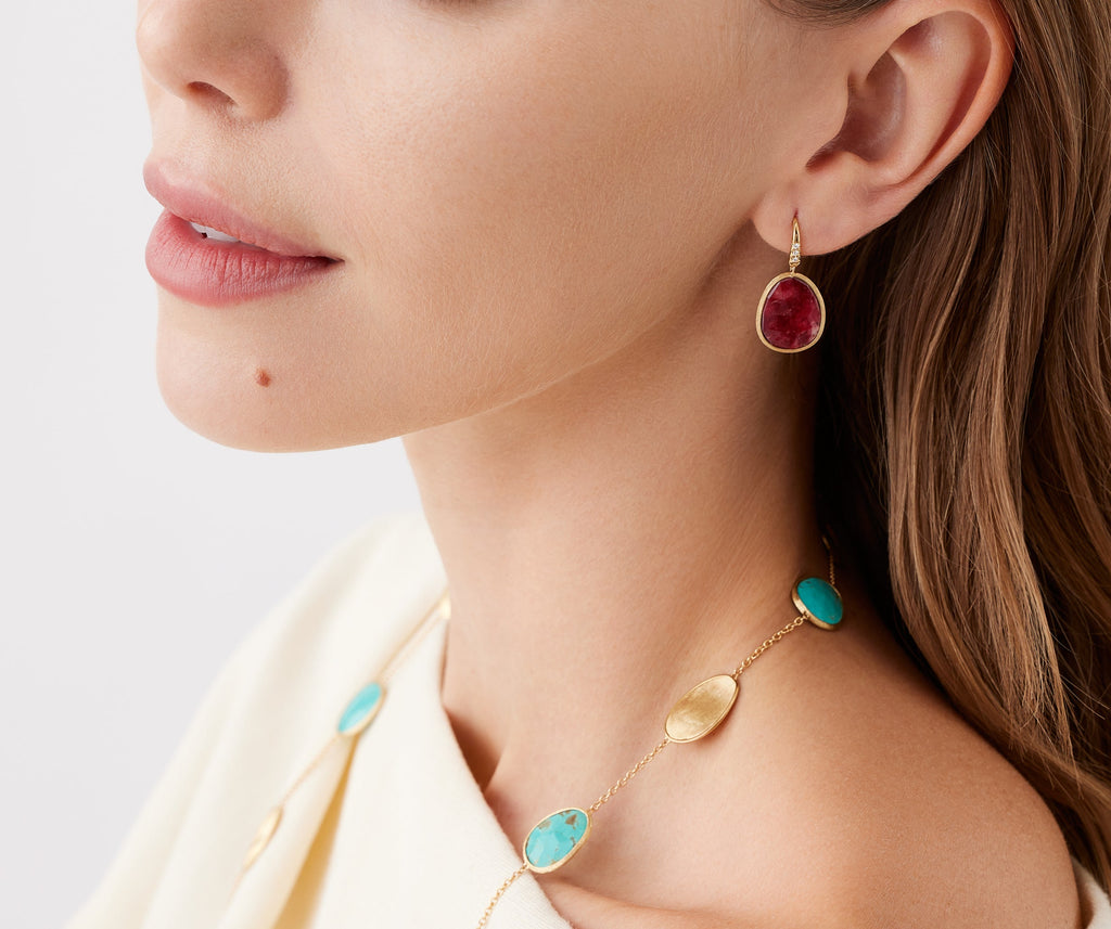 LUNARIA 18K Yellow Gold Drop Earrings with Thulite and Diamond Accent OB1341-AB_TUL01_Y_02