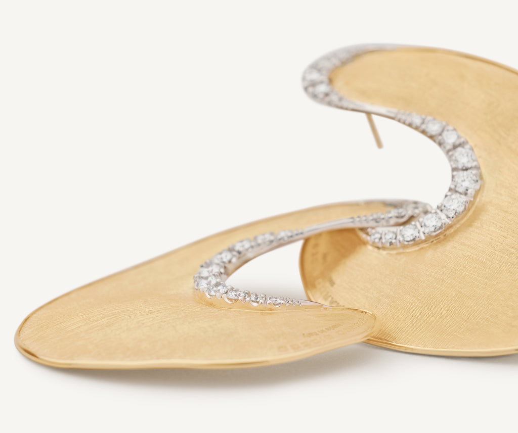 LUNARIA 18K Yellow Gold Irregular Petal Statement Earrings With Diamond Accents OB1912_B_YW_Q6