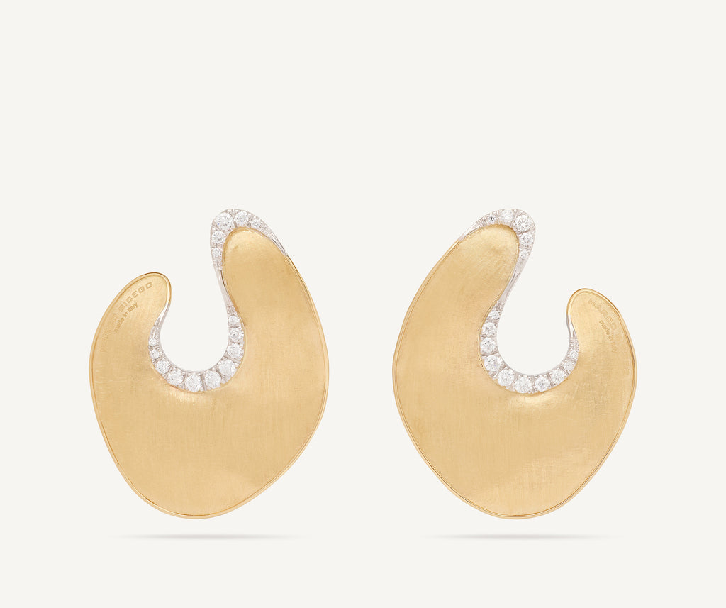 LUNARIA 18K Yellow Gold Irregular Petal Statement Earrings With Diamond Accents OB1912_B_YW_Q6