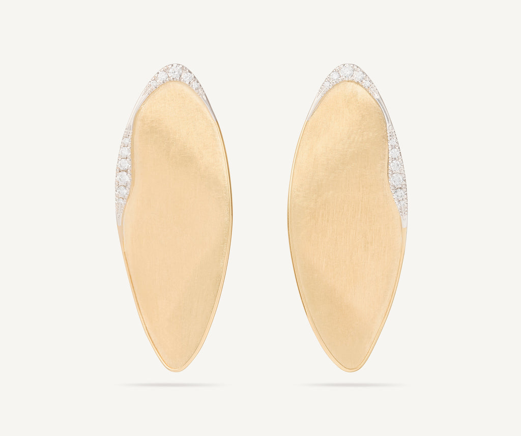 LUNARIA 18K Yellow Gold Large Statement Stud Earrings With Diamond Pavé OB1915_B_YW_Q6