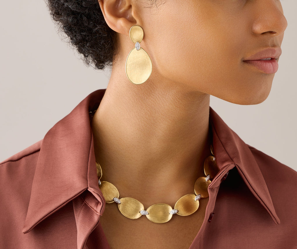 LUNARIA 18K Yellow Gold Large Two-Drop Earrings With Diamond Accents OB1540_B_YW_Q6