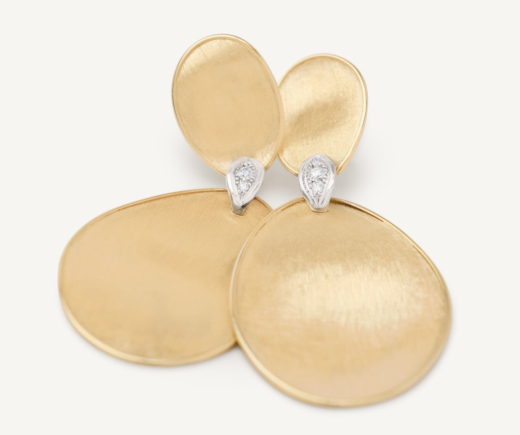 LUNARIA 18K Yellow Gold Large Two-Drop Earrings With Diamond Accents OB1540_B_YW_Q6
