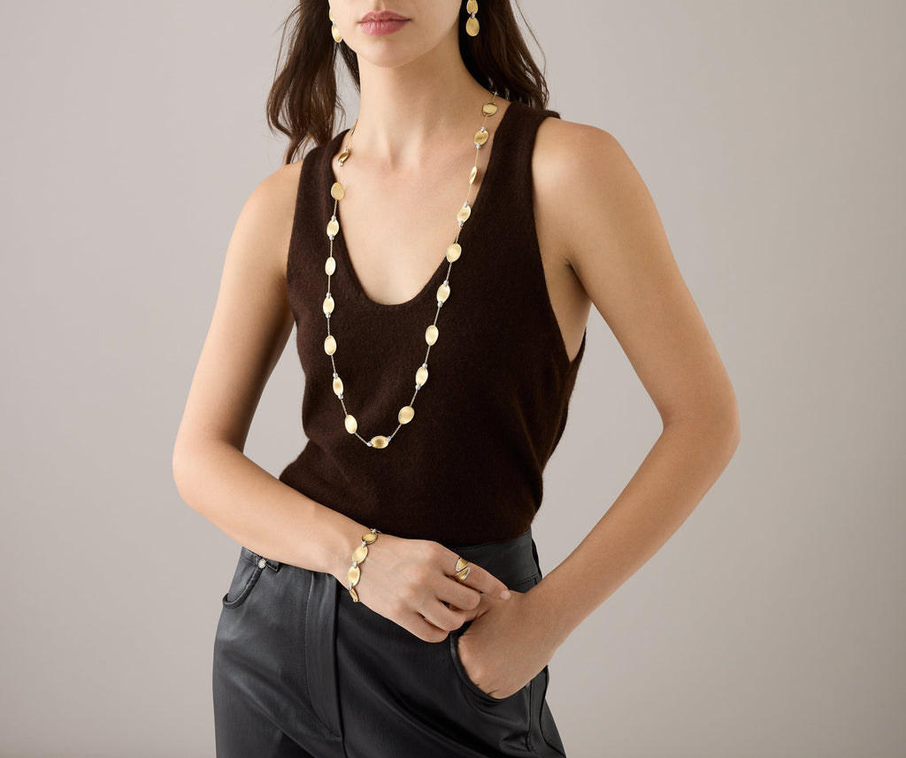 LUNARIA 18K Yellow Gold Long Necklace With Diamond Accents CB2157_B_YW_Q6