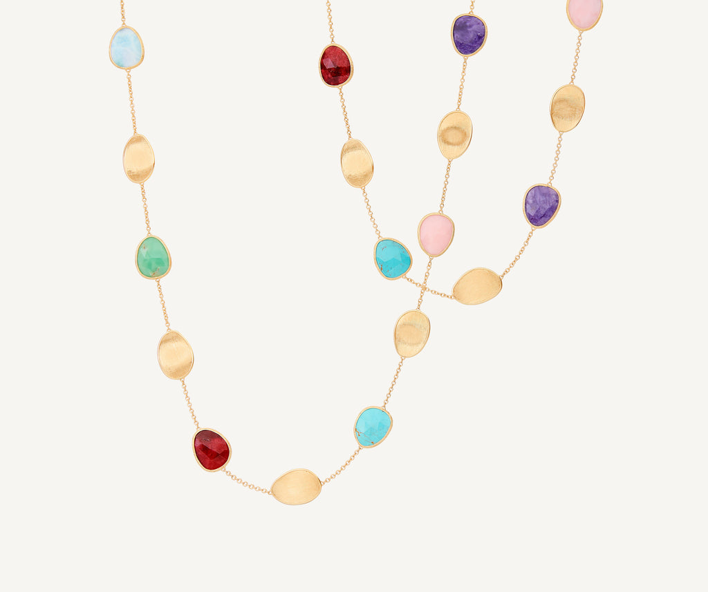 LUNARIA 18K Yellow Gold Long Necklace with Mixed Gemstones CB2157_MIX2_Y_02