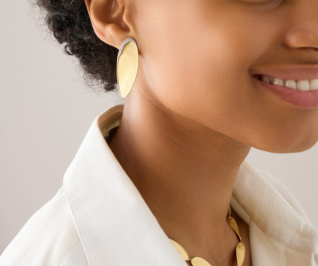 LUNARIA 18K Yellow Gold Medium Statement Stud Earrings With Diamond Pavé OB1914_B_YW_Q6