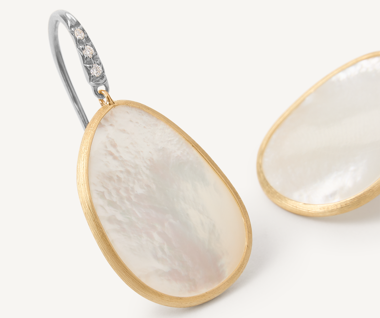 18K Yellow Gold & Mother of Pearl Drop Earrings With