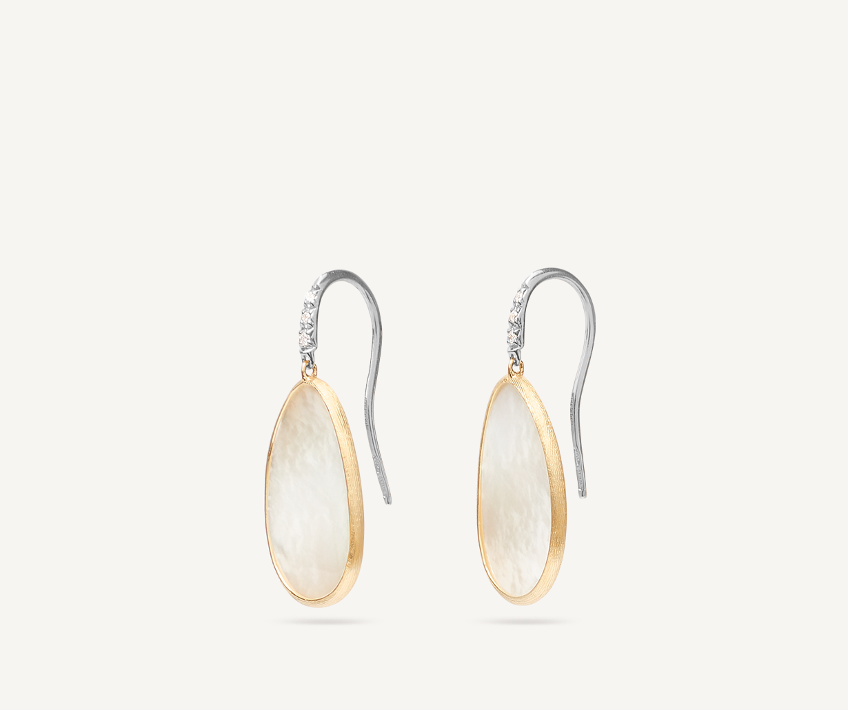 18K Yellow Gold & Mother of Pearl Drop Earrings With