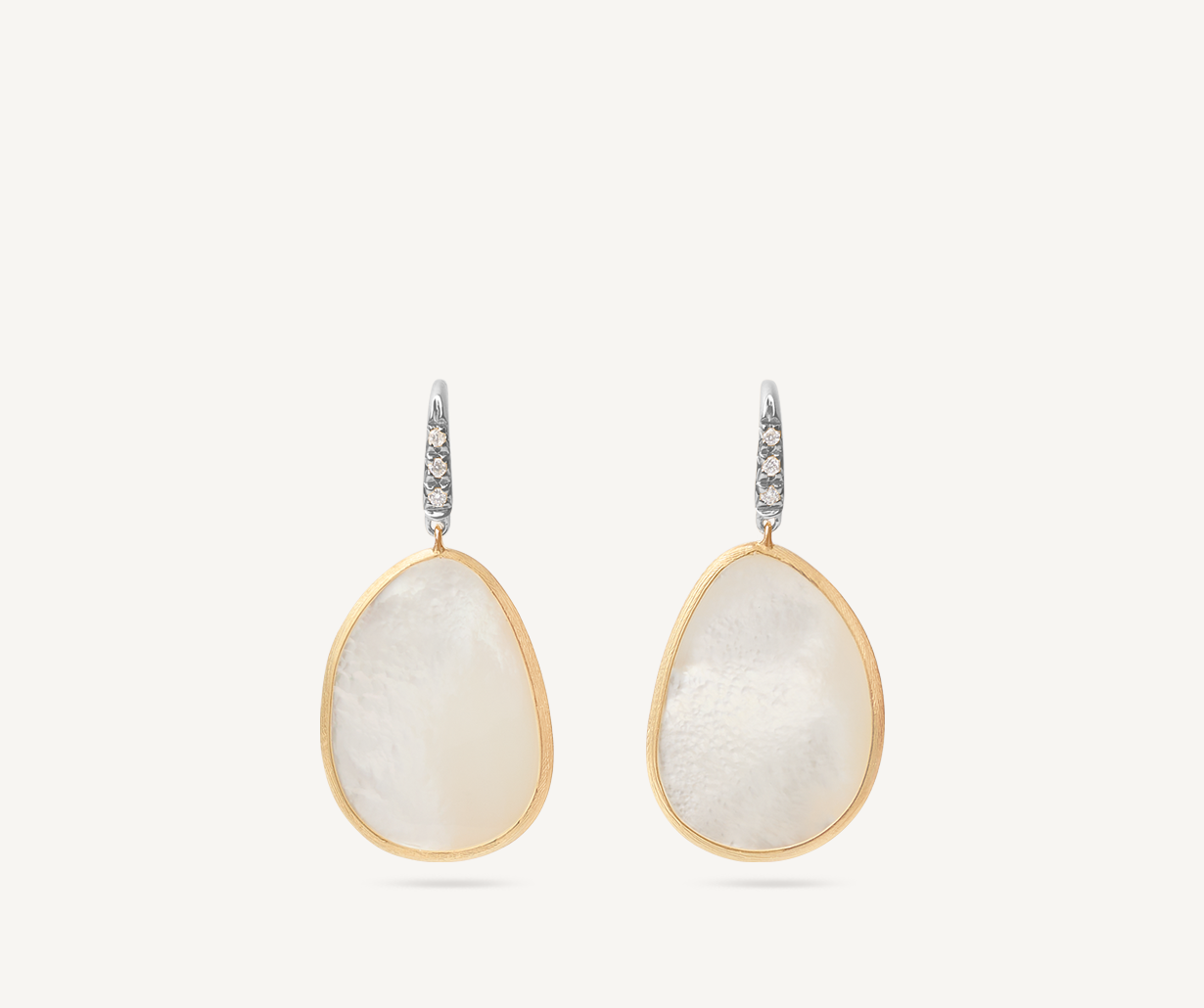 18K Yellow Gold & Mother of Pearl Drop Earrings With Diamonds, Medium – Marco  Bicego