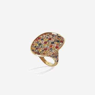 LUNARIA 18K Yellow Gold Multicolored Sapphire Pavé Cocktail Ring