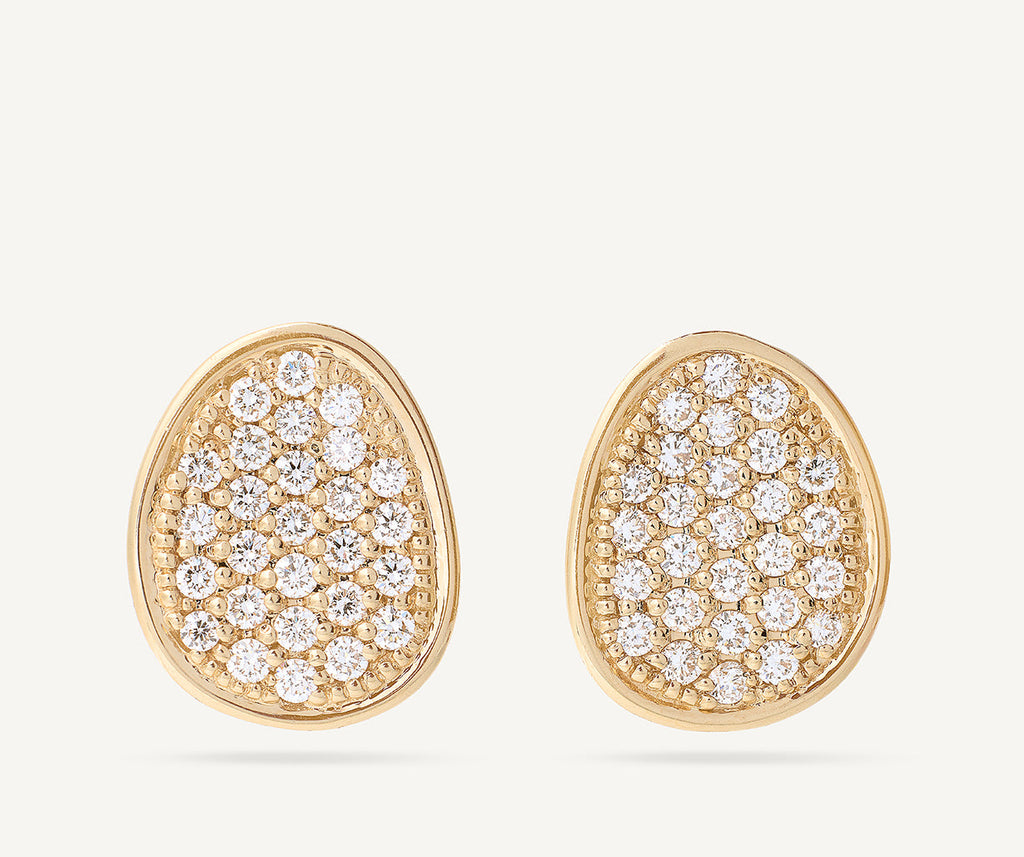LUNARIA 18K Yellow Gold Petal Diamond Pavé Stud Earrings OB1417_B_Y_2Y