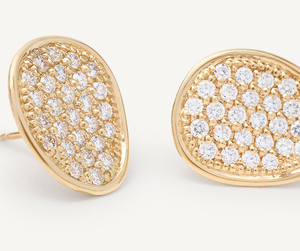 LUNARIA 18K Yellow Gold Petal Diamond Pavé Stud Earrings OB1417_B_Y_2Y