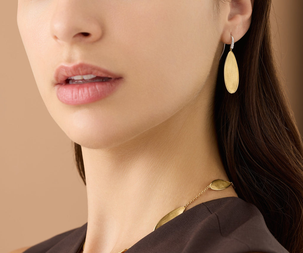 LUNARIA 18K Yellow Gold Petal Drop Earrings With Diamond Hook OB1913-A_B_YW_Q6