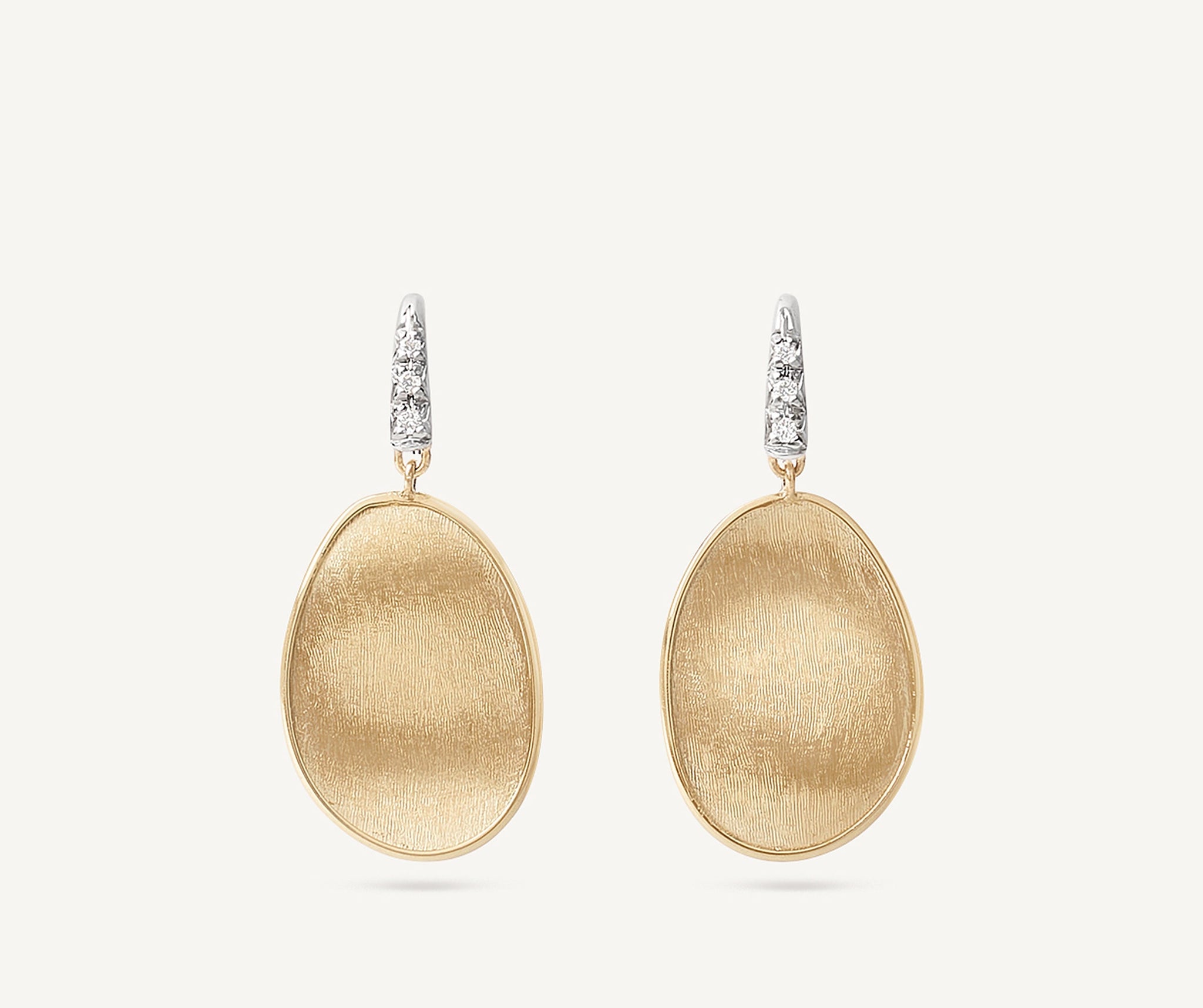 18K Yellow Gold Petal Earrings with Diamonds, 1.1