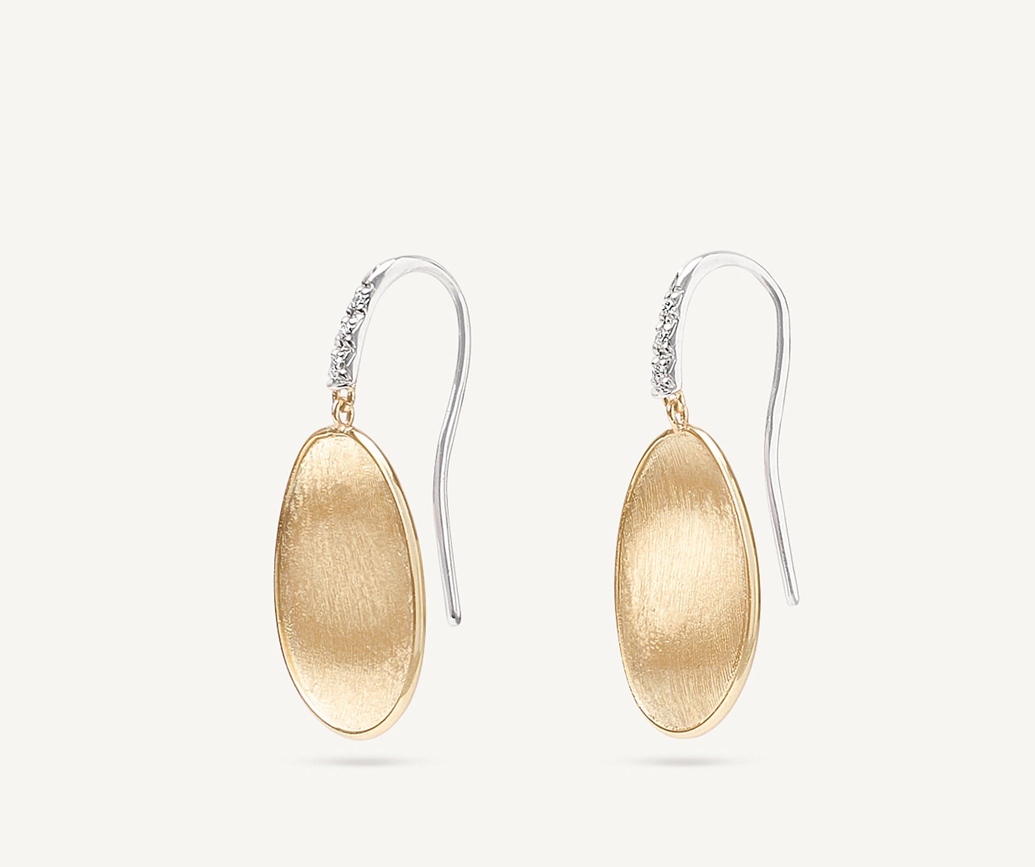 18K Yellow Gold Petal Earrings with Diamonds, 1.1