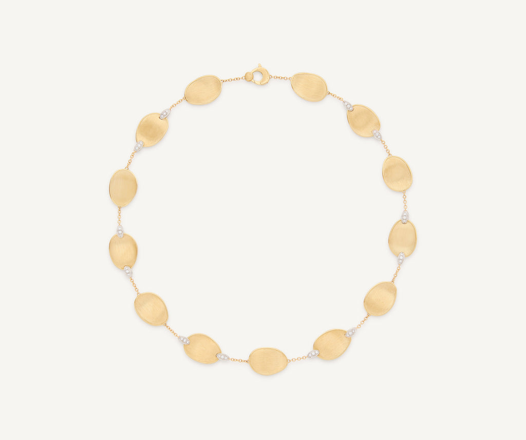 LUNARIA 18K Yellow Gold Petal Single Strand Necklace With Diamond Accents CB2099_B_YW_Q6