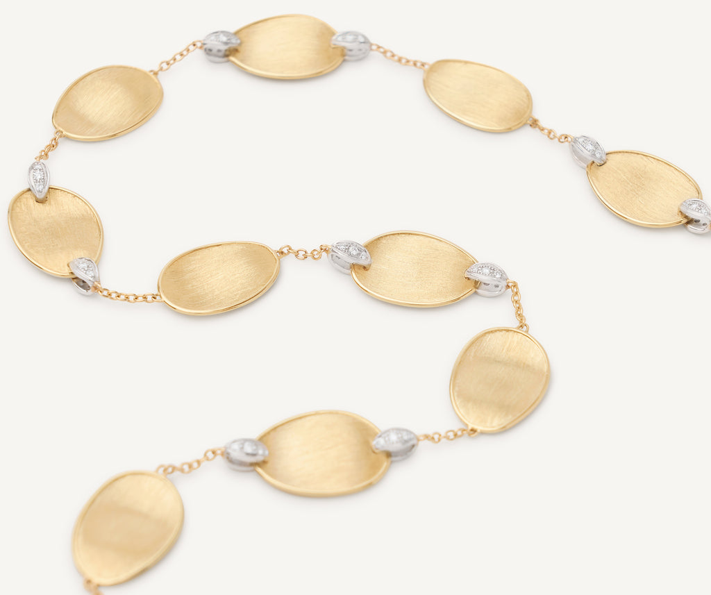 LUNARIA 18K Yellow Gold Petal Single Strand Necklace With Diamond Accents CB2099_B_YW_Q6