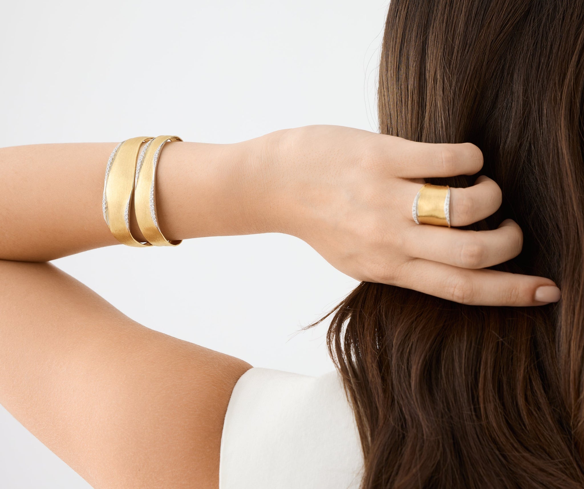 18K Yellow Gold Split Cuff with Diamonds – Marco Bicego