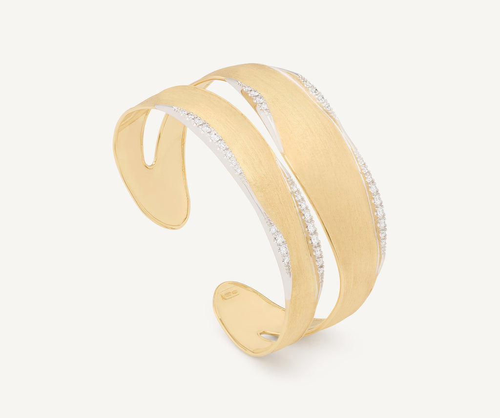 LUNARIA 18K Yellow Gold Split Bangle With Diamond Pavé SB126_B_YW_Q6