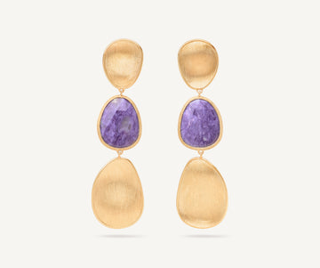 LUNARIA 18K Yellow Gold Three-Drop Charoite Earrings OB1466_CIA01_Y_02