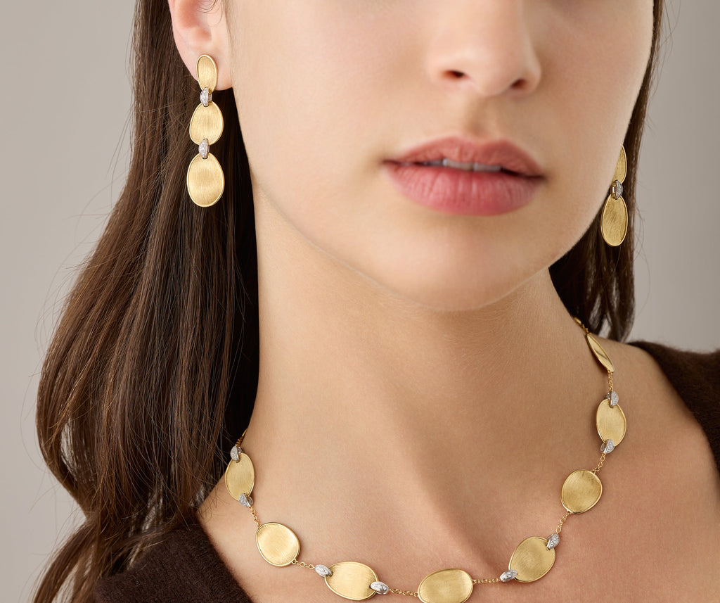 LUNARIA 18K Yellow Gold Three-Drop Earrings With Diamond Accents OB1461_B_YW_Q6