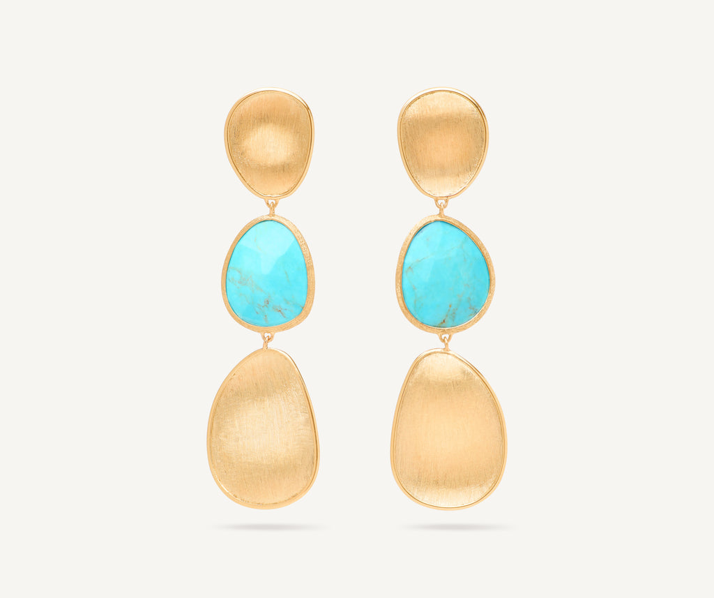 LUNARIA 18K Yellow Gold Three-Drop Turquoise Earrings OB1466_TUM01_Y_02