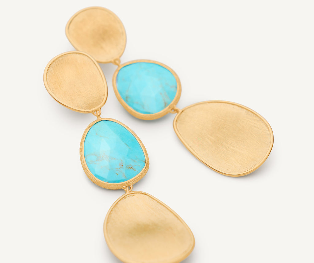 LUNARIA 18K Yellow Gold Three-Drop Turquoise Earrings OB1466_TUM01_Y_02