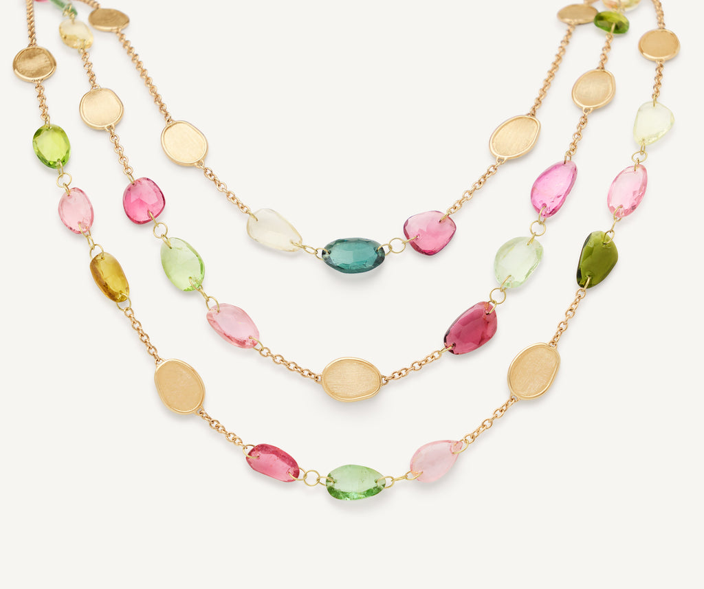 LUNARIA 18K Yellow Gold Three-Strand Tourmaline Necklace CB2879_TM01_Y_02