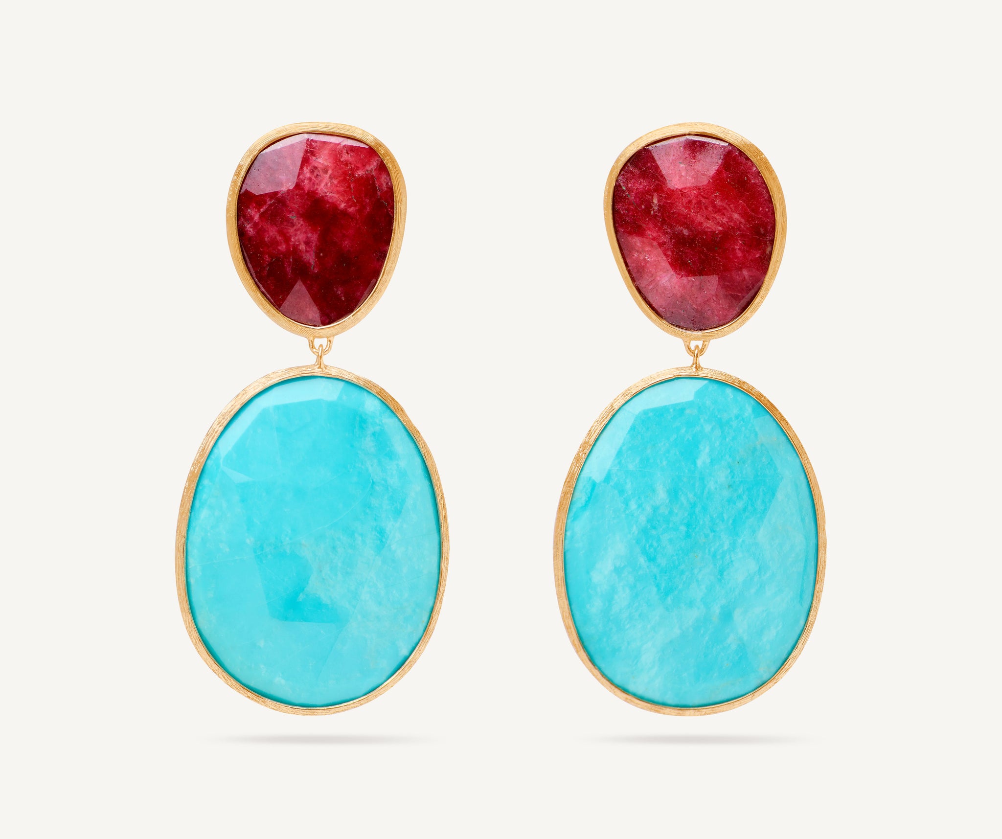 18K Yellow Gold Turquoise Earrings, 1.7 18K Yellow Gold Turquoise Earrings, 1.7