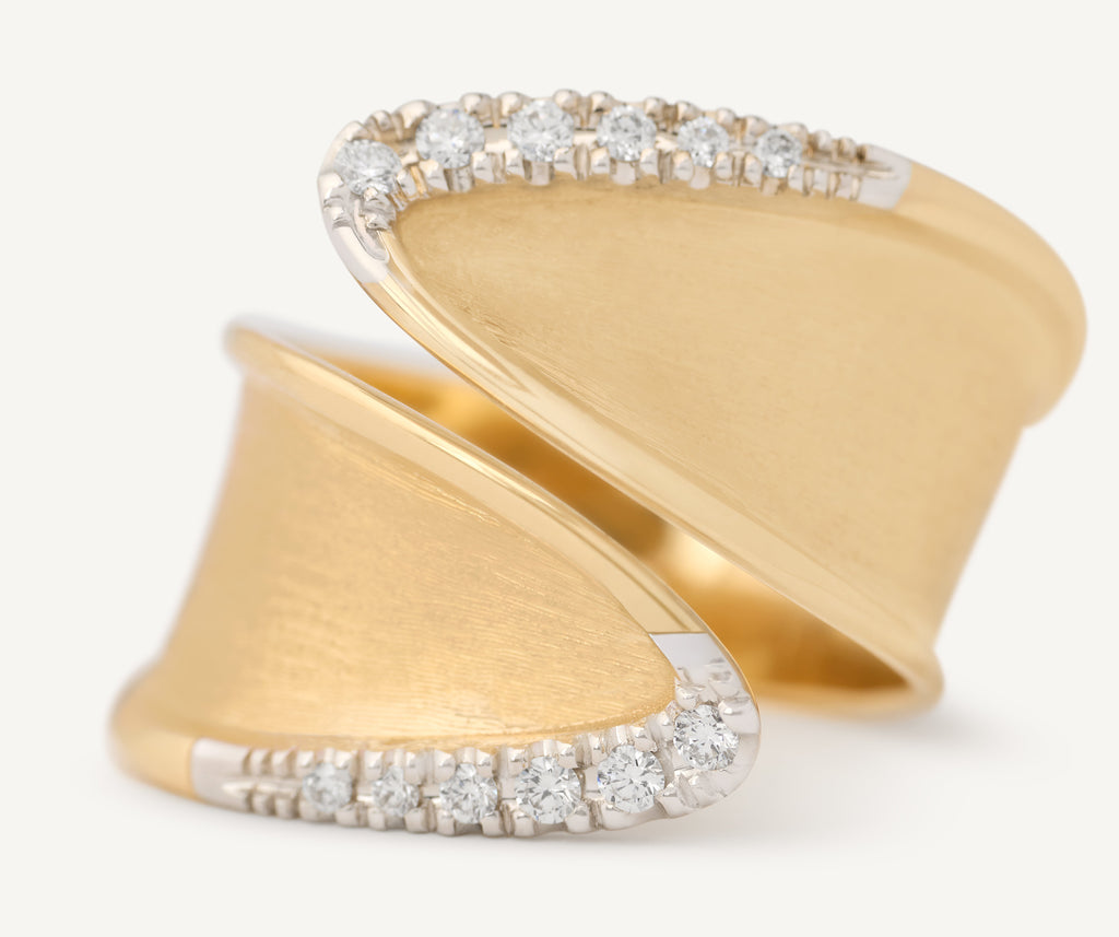 LUNARIA 18K Yellow Gold Wrap Ring With Diamond Pavé