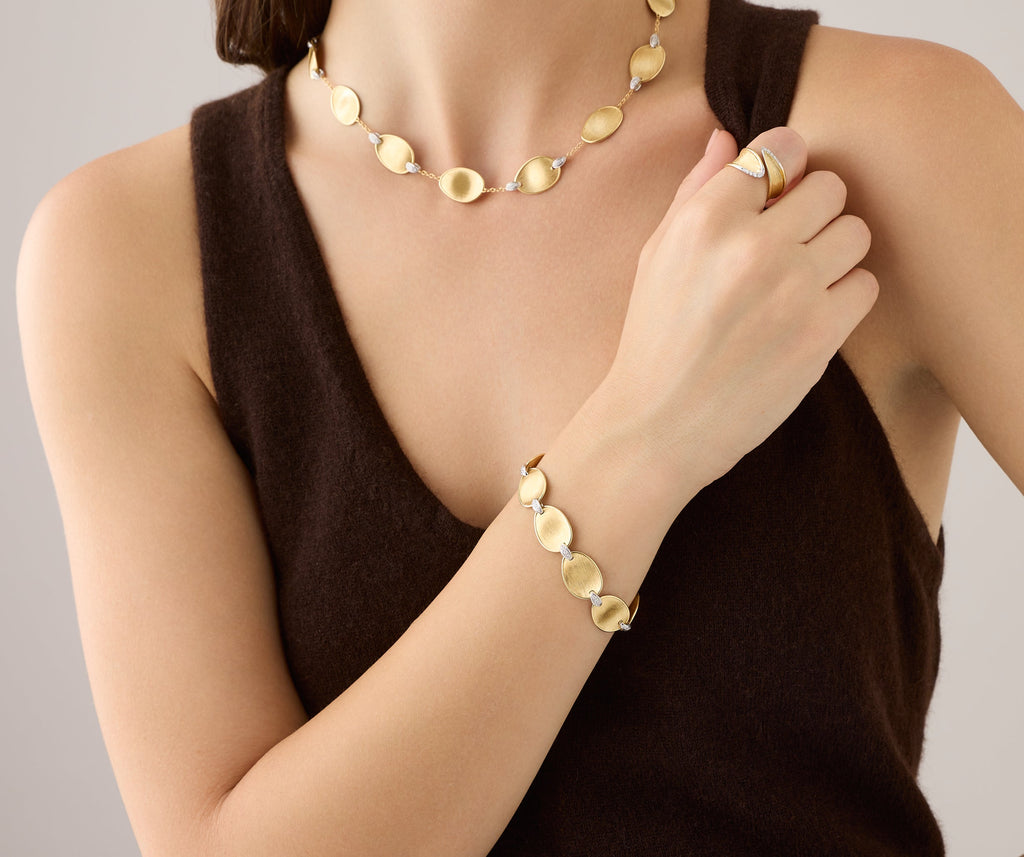 LUNARIA 18K Yellow Gold Wrap Ring With Diamond Pavé, Slim Profile