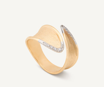 LUNARIA 18K Yellow Gold Wrap Ring With Diamond Pavé, Slim Profile