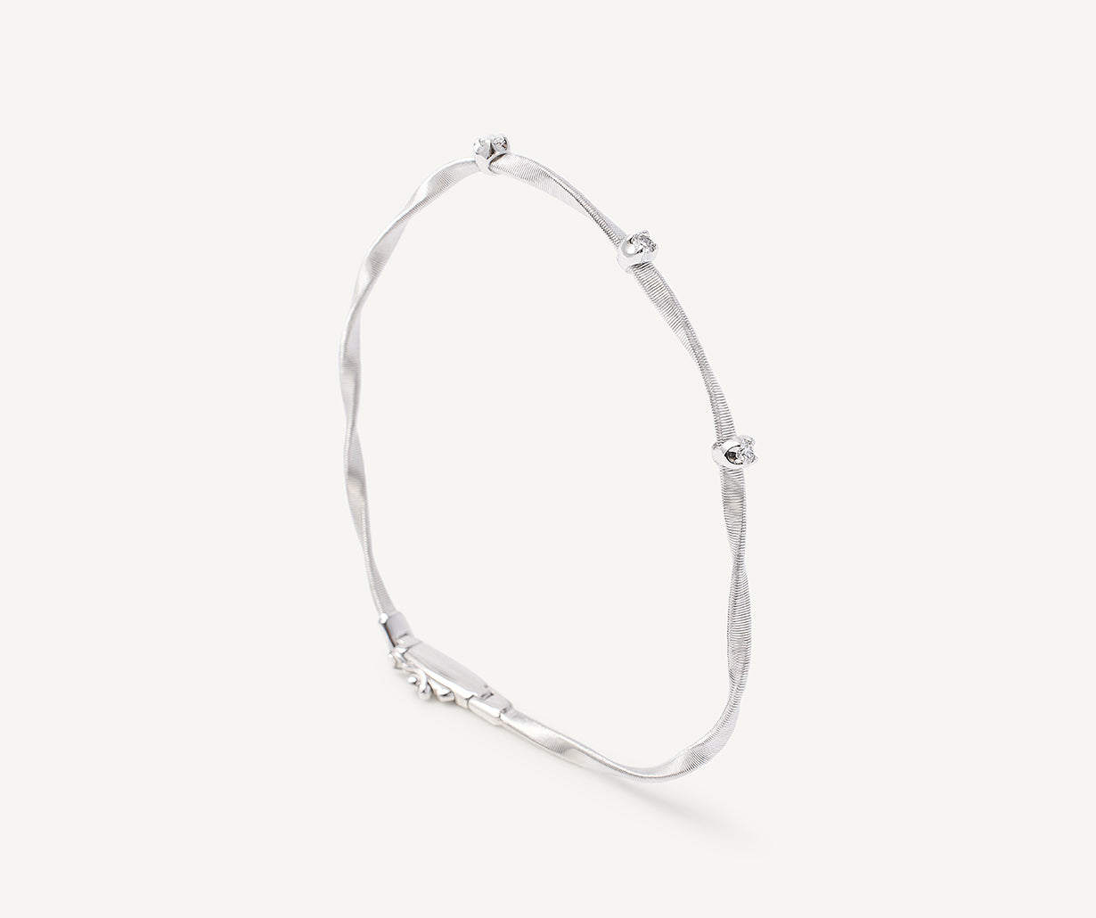 18K White Gold Coil Bangle with Diamond Stations, 2mm – Marco Bicego