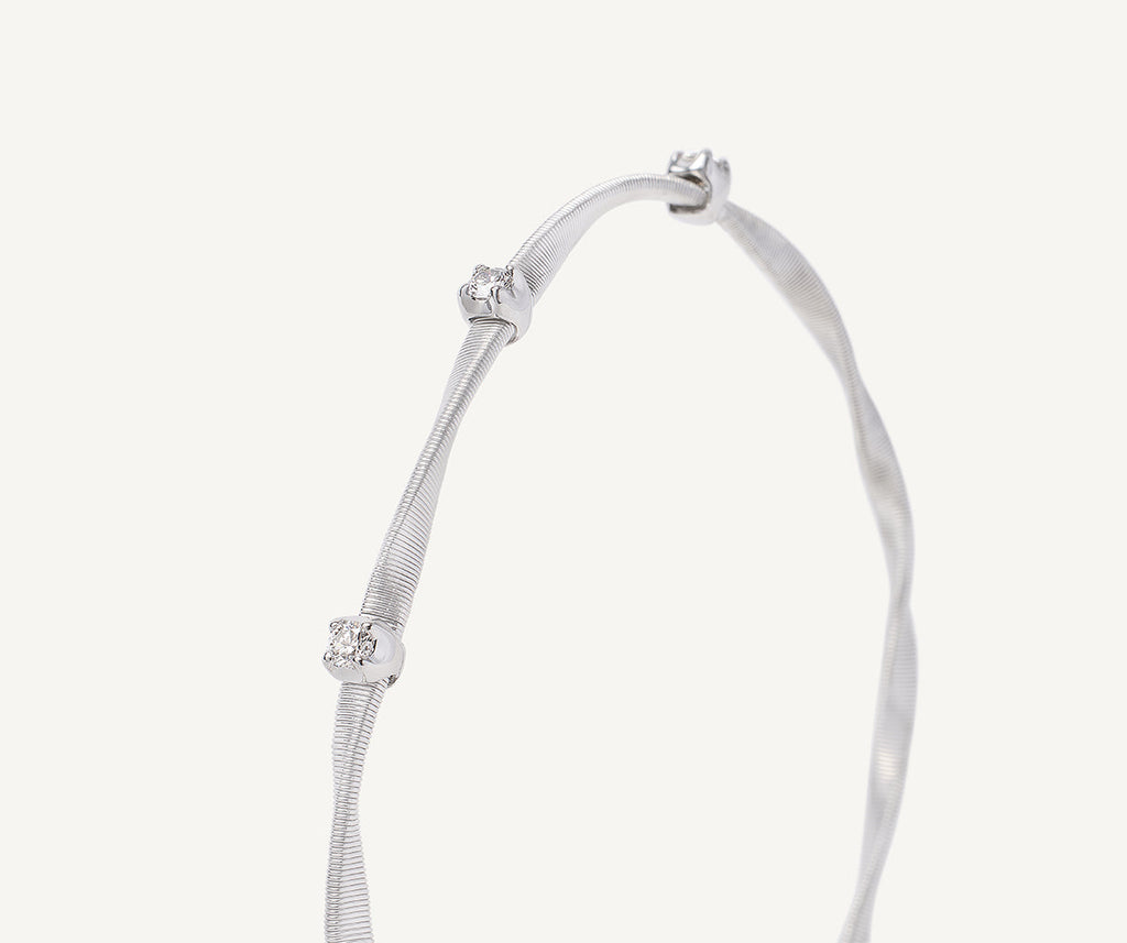 MARRAKECH 18K White Gold Twisted Coil Bracelet With Diamonds BG337_B_W_01